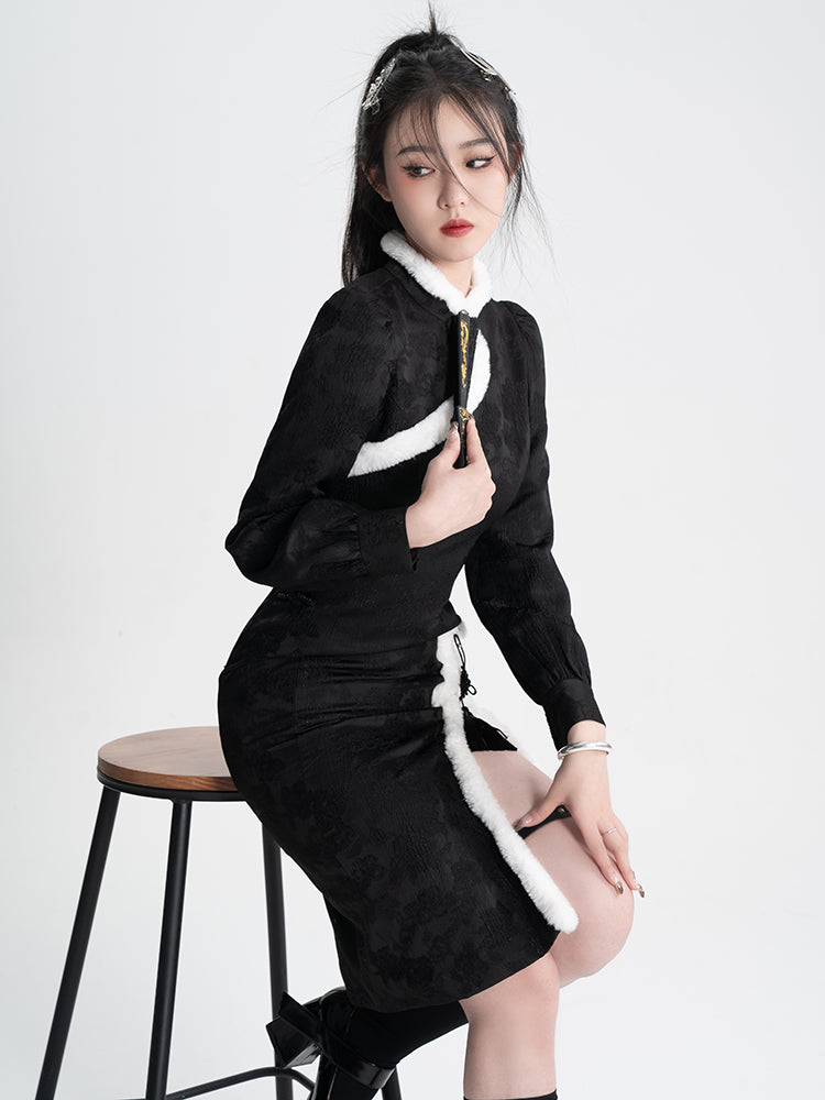 Sweet Black Red Fluffy Dragon Outfit ON814 ONI