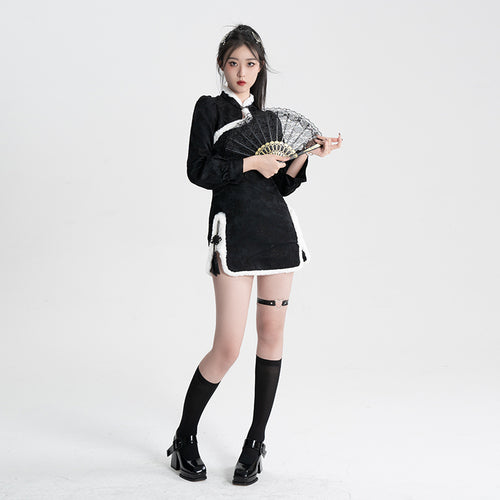 Sweet Black Red Fluffy Dragon Outfit ON814 ONI