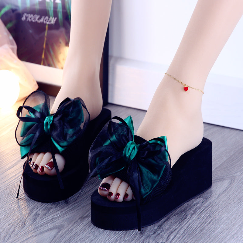 Cute Black Bow Sweet Chic Sandals ON880 MK Kawaii Store