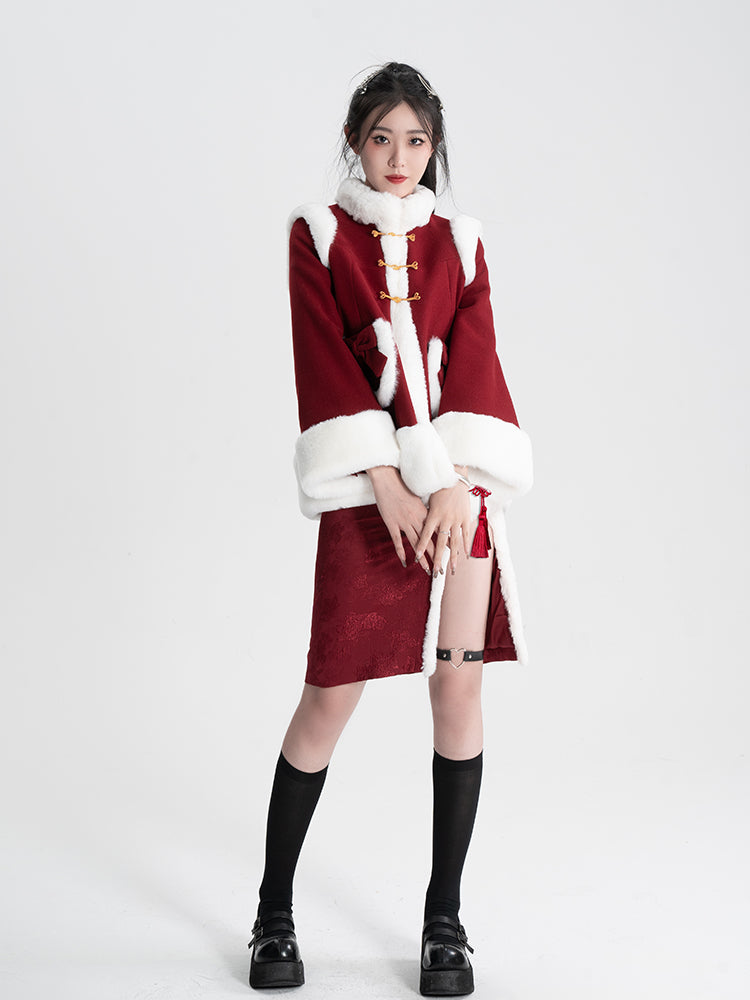 Sweet Black Red Fluffy Dragon Outfit ON814 ONI