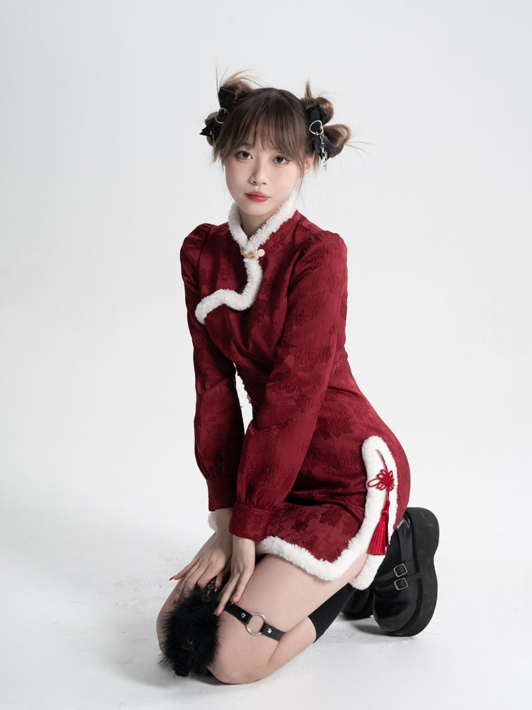 Sweet Black Red Fluffy Dragon Outfit ON814 ONI