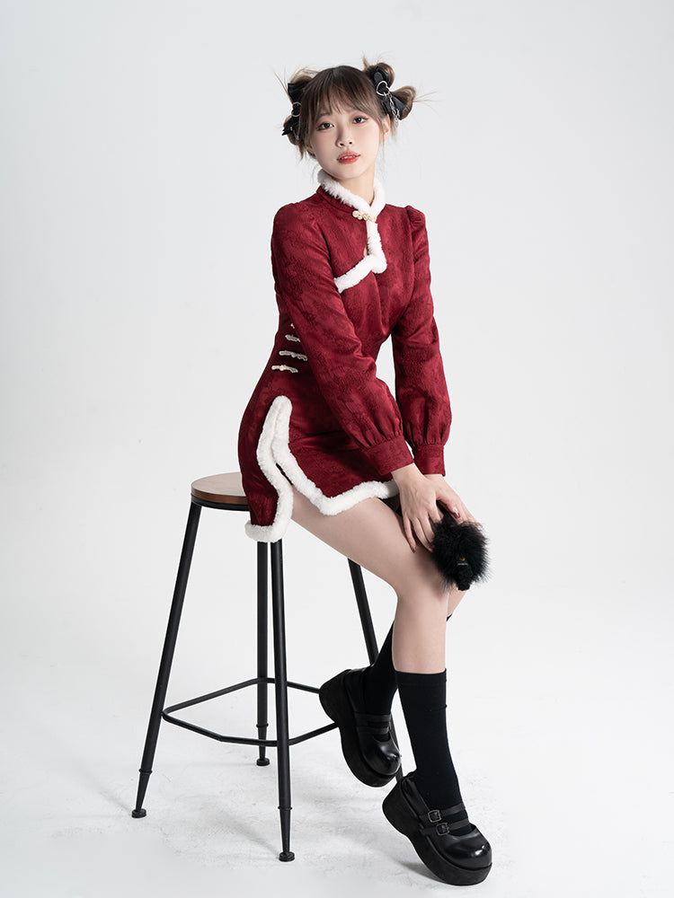 Sweet Black Red Fluffy Dragon Outfit ON814 ONI