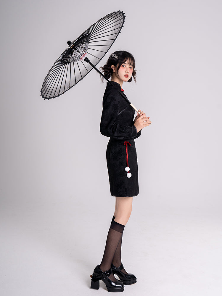 Sweet Black Red Fluffy Dragon Outfit ON814 ONI