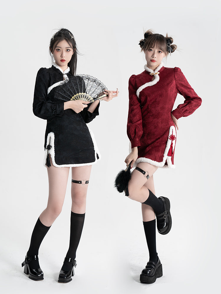 Sweet Black Red Fluffy Dragon Outfit ON814 ONI