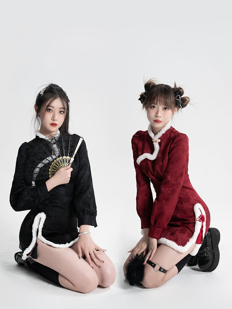 Sweet Black Red Fluffy Dragon Outfit ON814 ONI