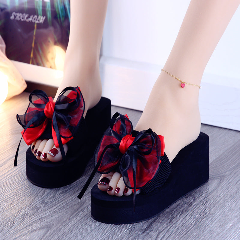 Cute Black Bow Sweet Chic Sandals ON880 MK Kawaii Store
