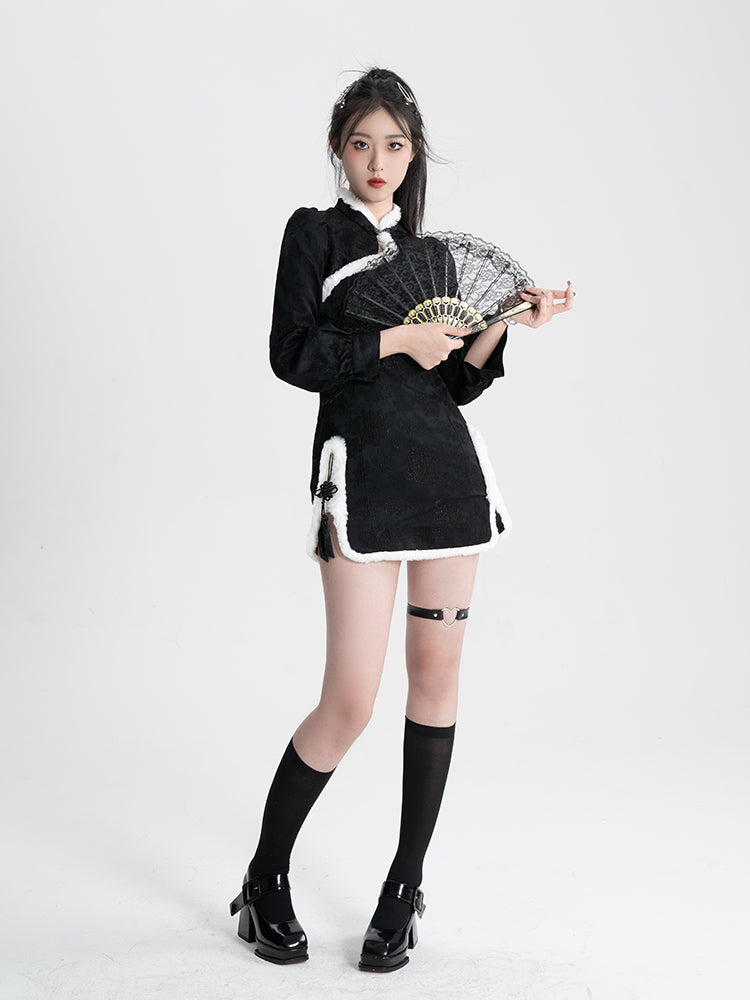 Sweet Black Red Fluffy Dragon Outfit ON814 ONI