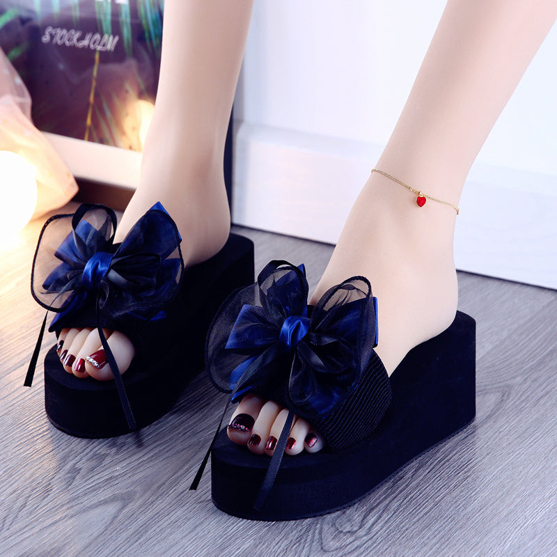 Cute Black Bow Sweet Chic Sandals ON880 MK Kawaii Store
