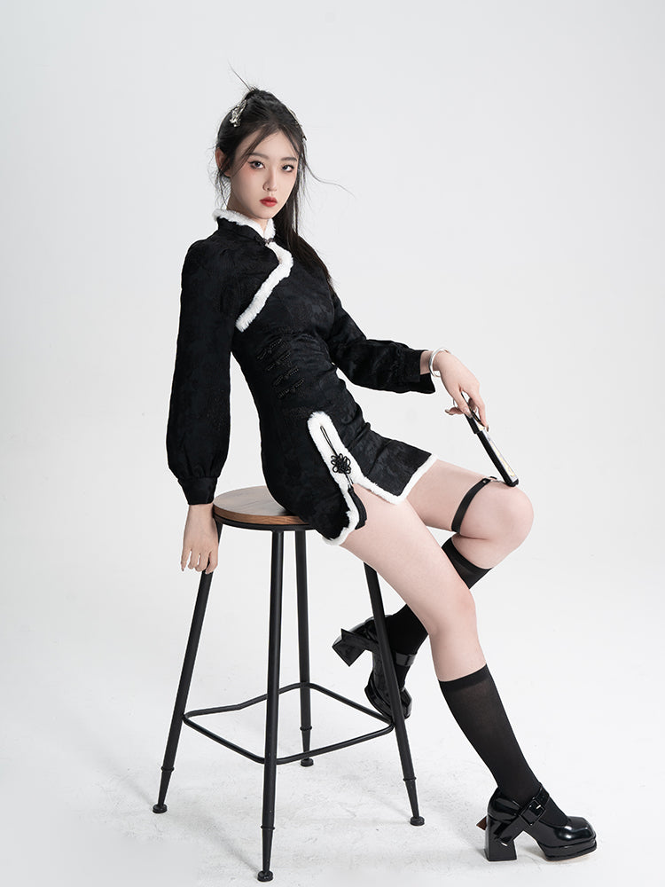 Sweet Black Red Fluffy Dragon Outfit ON814 ONI