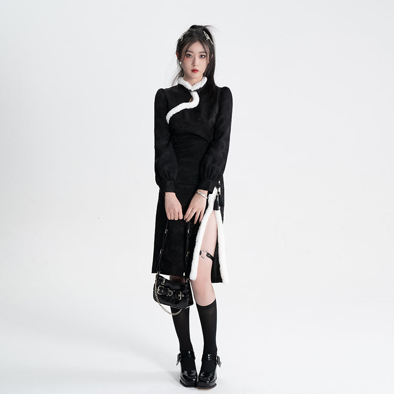 Sweet Black Red Fluffy Dragon Outfit ON814 ONI