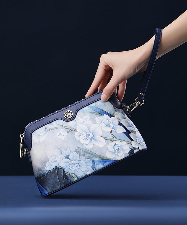 Organic Clutch Silk Navy Bag Print Versatile