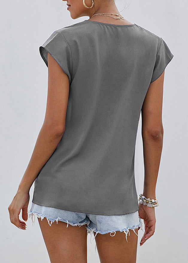 Sleeve O-Neck Print Top Short Orange Design Original