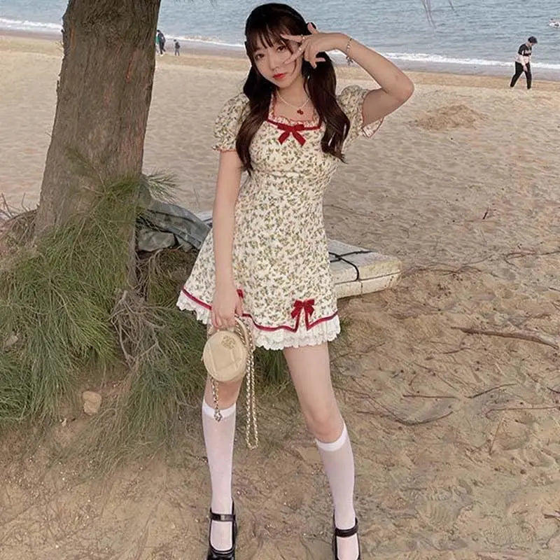 Petal Forest Kawaii Princess Floral Cottage Mini Dress