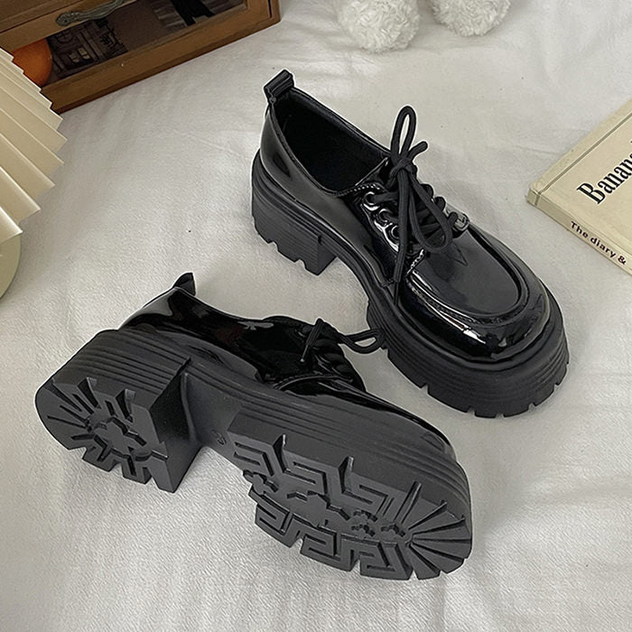 Black Platform Oxford Boots
