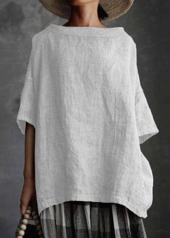 Solid Size T O-Neck Patchwork Plus Shirts Summer Grey