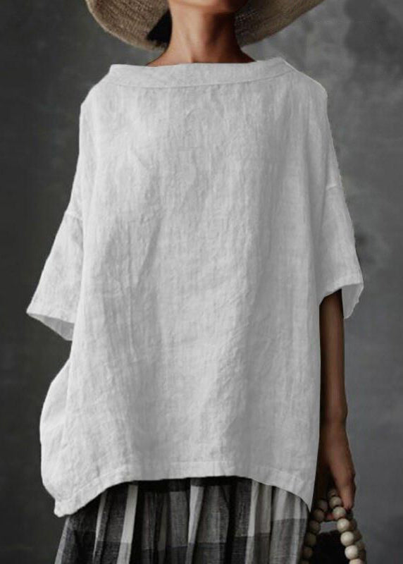 Solid Size T O-Neck Patchwork Plus Shirts Summer Grey