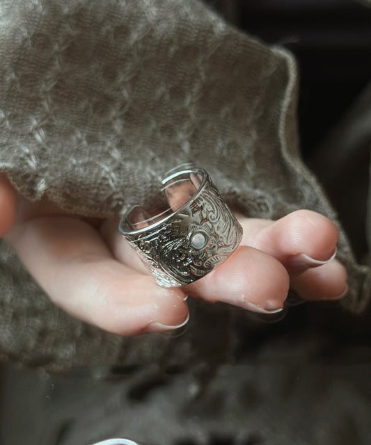 Retro Silk Rings Open Jade Sterling Silver