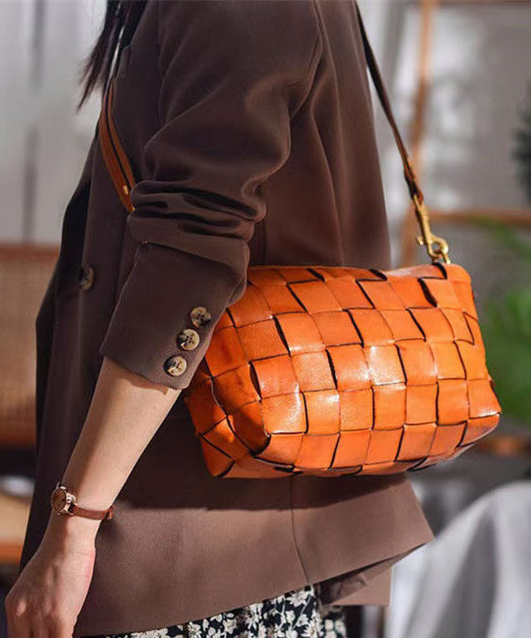 Design Retro Bags Weave Leather Shoulder