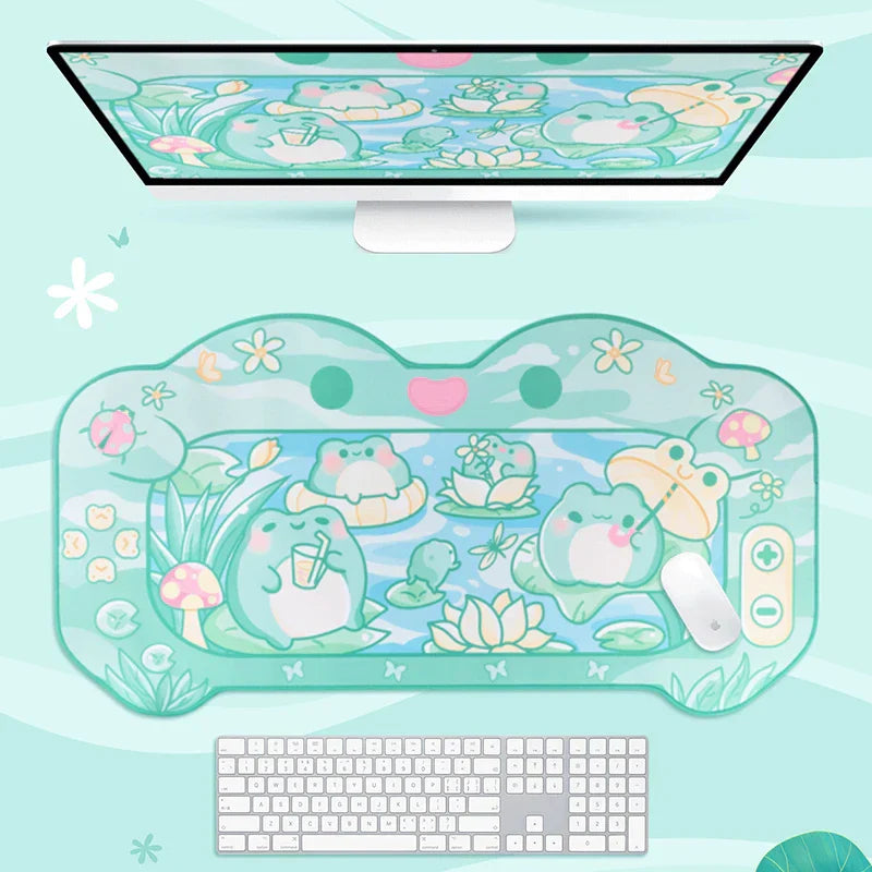 Kawaii Frog Game Desk Pad