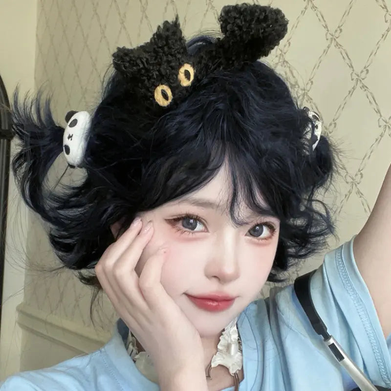 Kawaii Aesthetic Y2K Cute Fairy Short Black Girly Wig ON1470 spreepickyshop