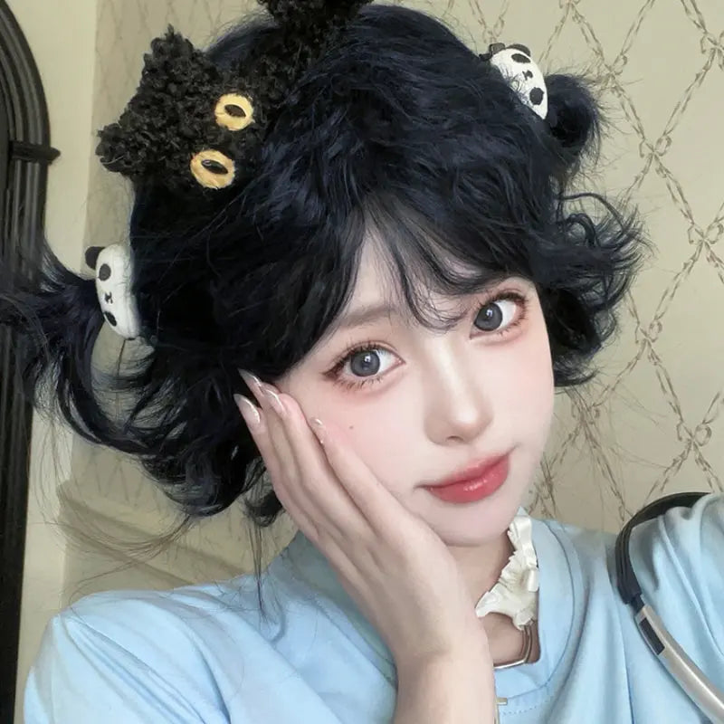 Kawaii Aesthetic Y2K Cute Fairy Short Black Girly Wig ON1470 spreepickyshop