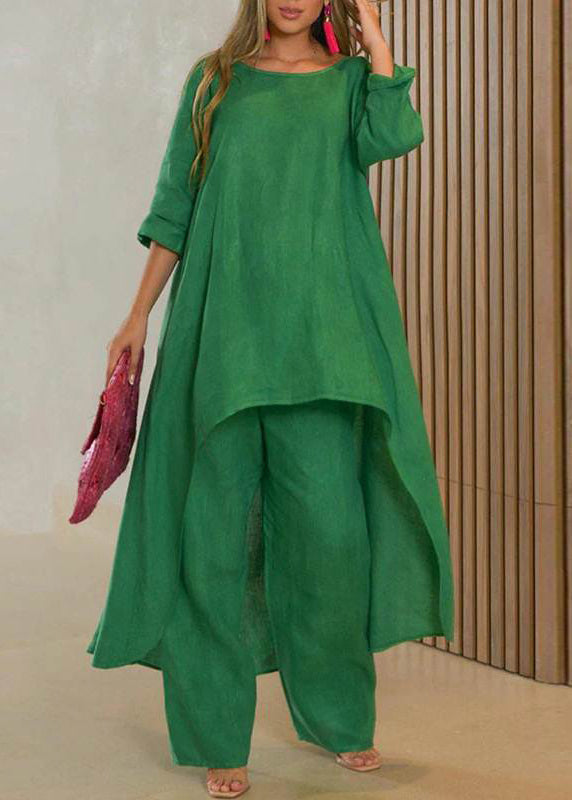 Patchwork Top Blue Baby Wide Pants Simple And Leg Asymmetrical