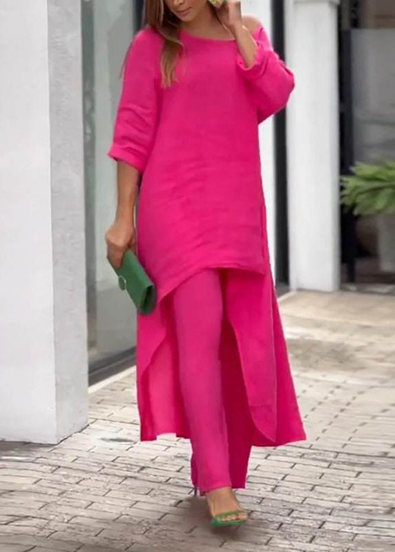 Patchwork Top Blue Baby Wide Pants Simple And Leg Asymmetrical