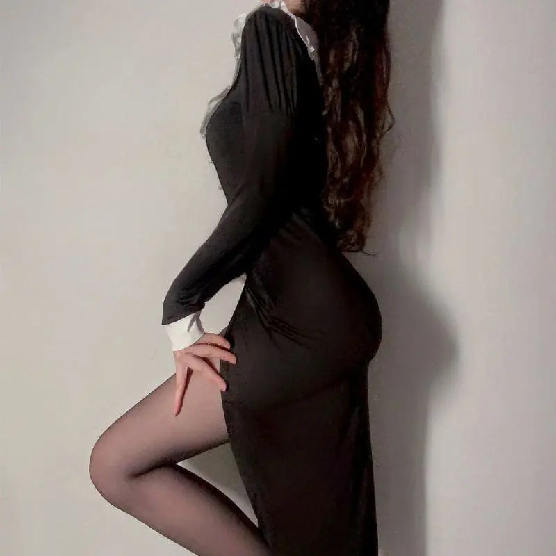 Robe simple de nonne Alich à jambe ouverte ON846