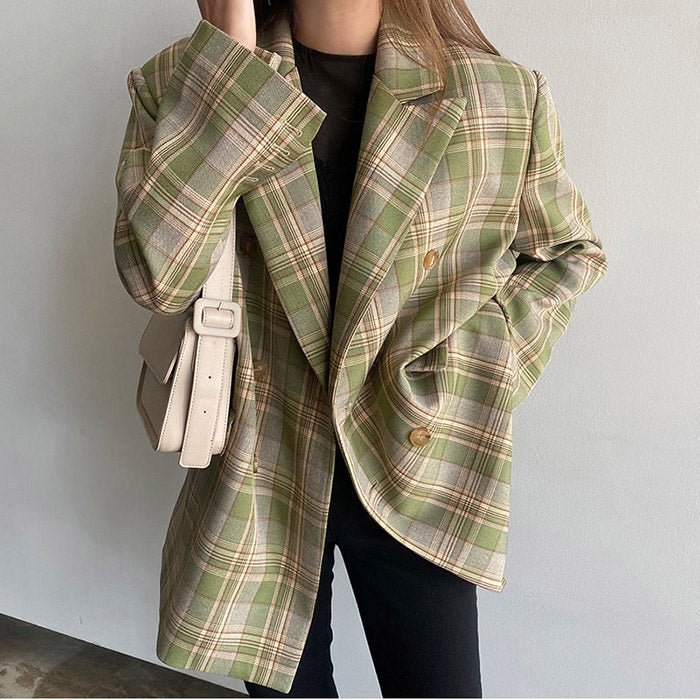 Elegant Loose Plaid Jacket