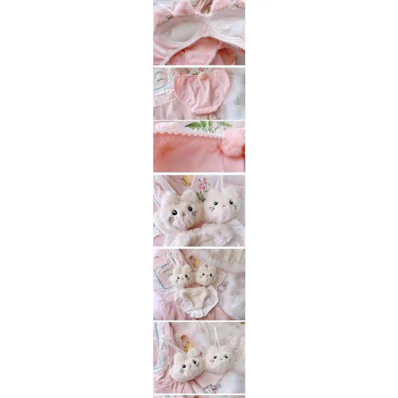 Ensemble de lingerie princesse Kawaii chaton pelucheux doux