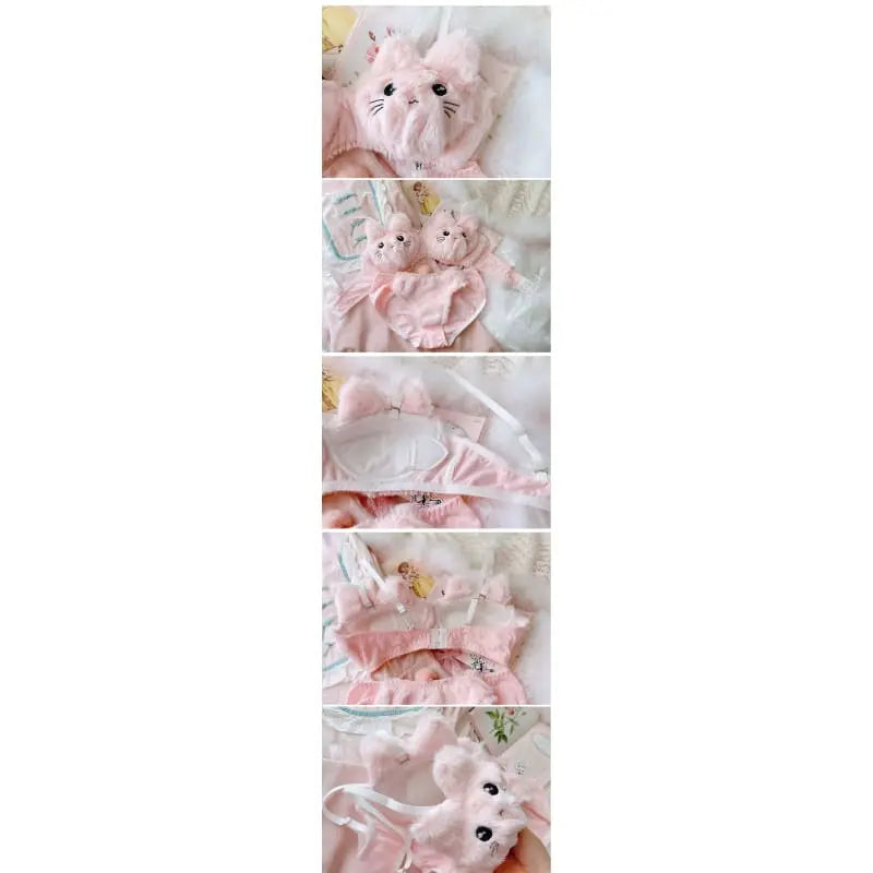 Ensemble de lingerie princesse Kawaii chaton pelucheux doux