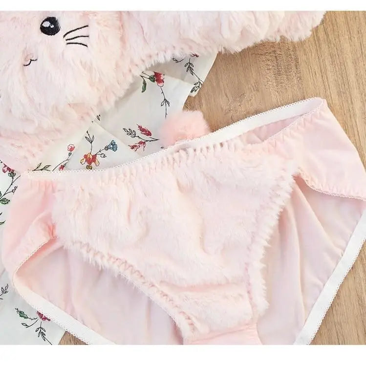 Ensemble de lingerie princesse Kawaii chaton pelucheux doux