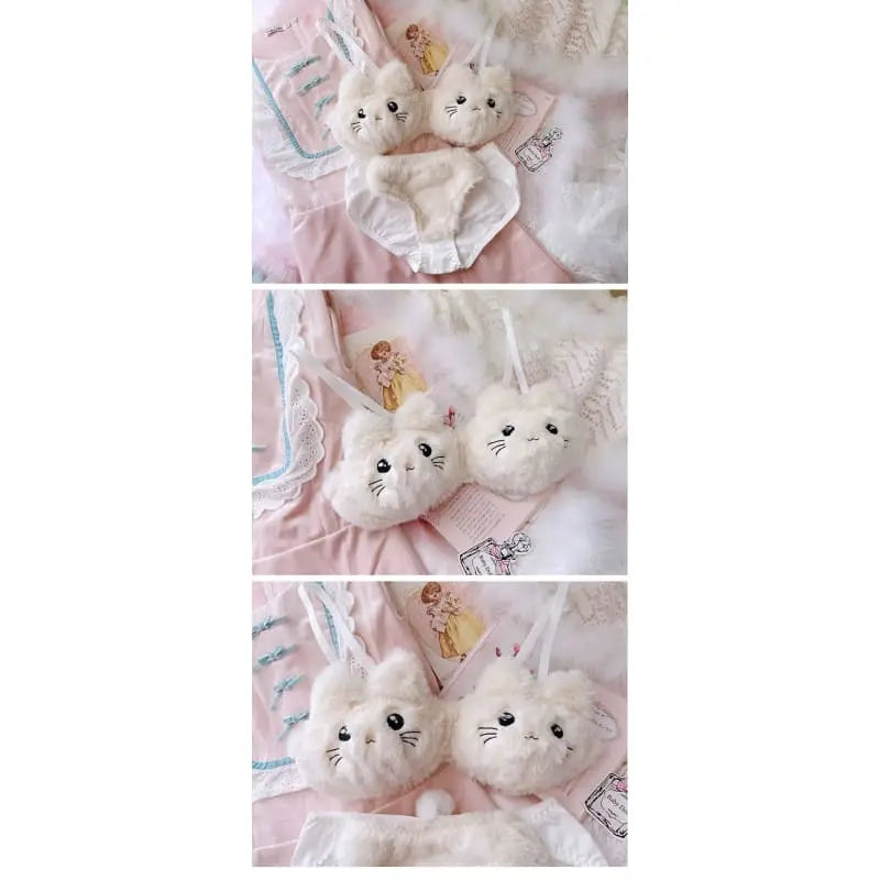 Ensemble de lingerie princesse Kawaii chaton pelucheux doux