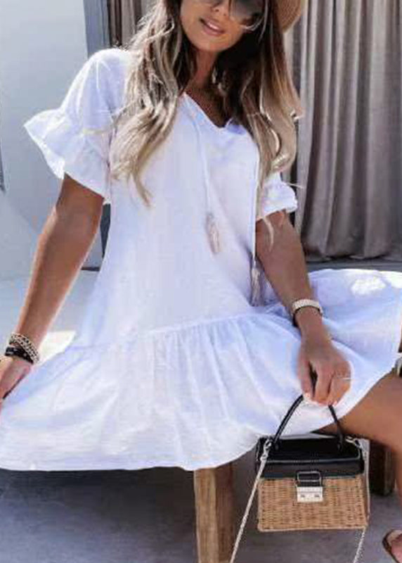 Neck Mid V Patchwork Blue Summer Style Vacation Dresses Baby