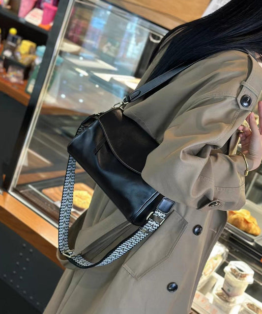 Bag Solid Stylish Shoulder Leather Durable Black Zipper