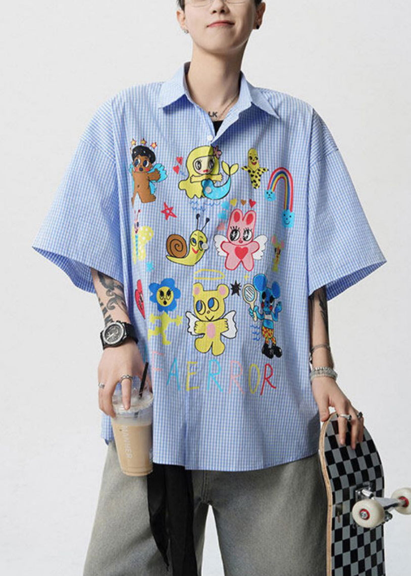 Shirts Blue Cotton Mens Peter Summer Stylish Print Collar Pan