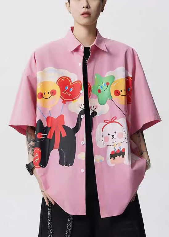 Collar Stylish Yellow Peter Shirts Mens Print Cotton Button Sleeve Pan Half