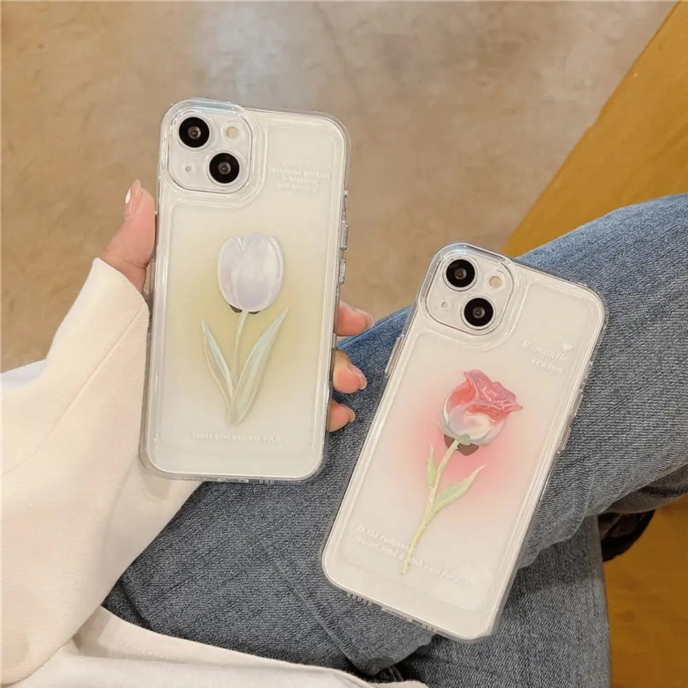 Coque de téléphone à fleurs de Rose douce, étui de protection transparent antichoc pour iphone 14 13 Pro Max 12 11 XR XSMax W356