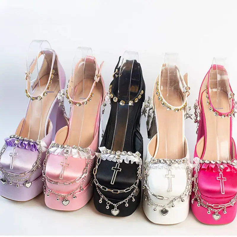 Kawaii Aesthetic Y2K Cute Fairy Trendy Coquette Dolly Chains Princess High Heels ON1501 spreepickyshop