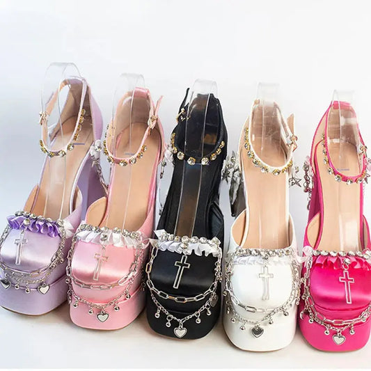 Kawaii Aesthetic Y2K Cute Fairy Trendy Coquette Dolly Chains Princess High Heels ON1501 spreepickyshop