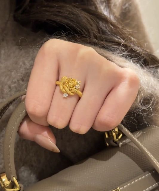 Rings Overgild Silver Snake Rose Sterling Zircon And Unique Gold