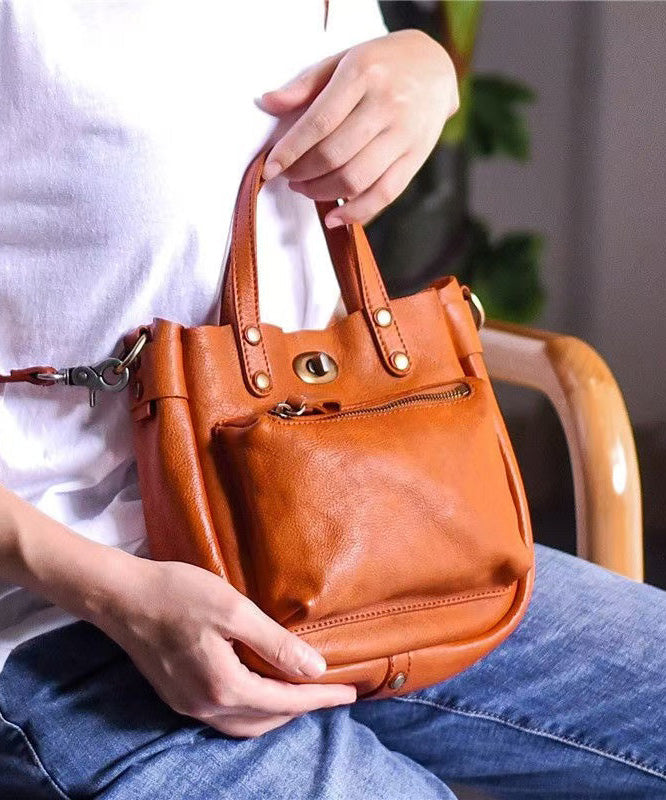 Leather Bag Micro Orange Durable Solid Unique CrossBody