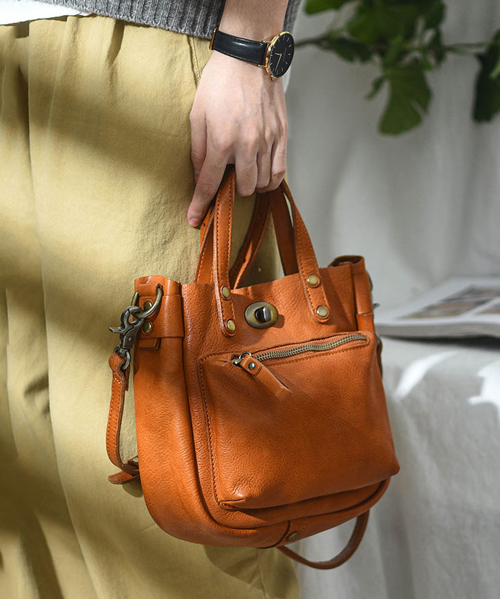Leather Bag Micro Orange Durable Solid Unique CrossBody