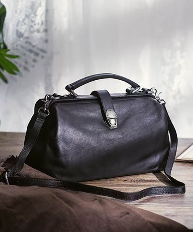 Leather Handbag Vintage Tote Brown Capacity Large