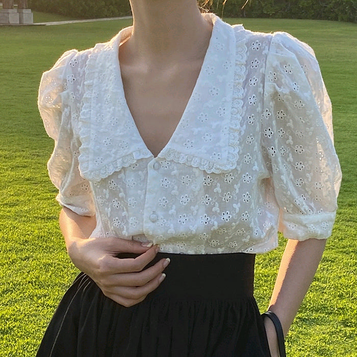 Classy Collar Lace Shirt