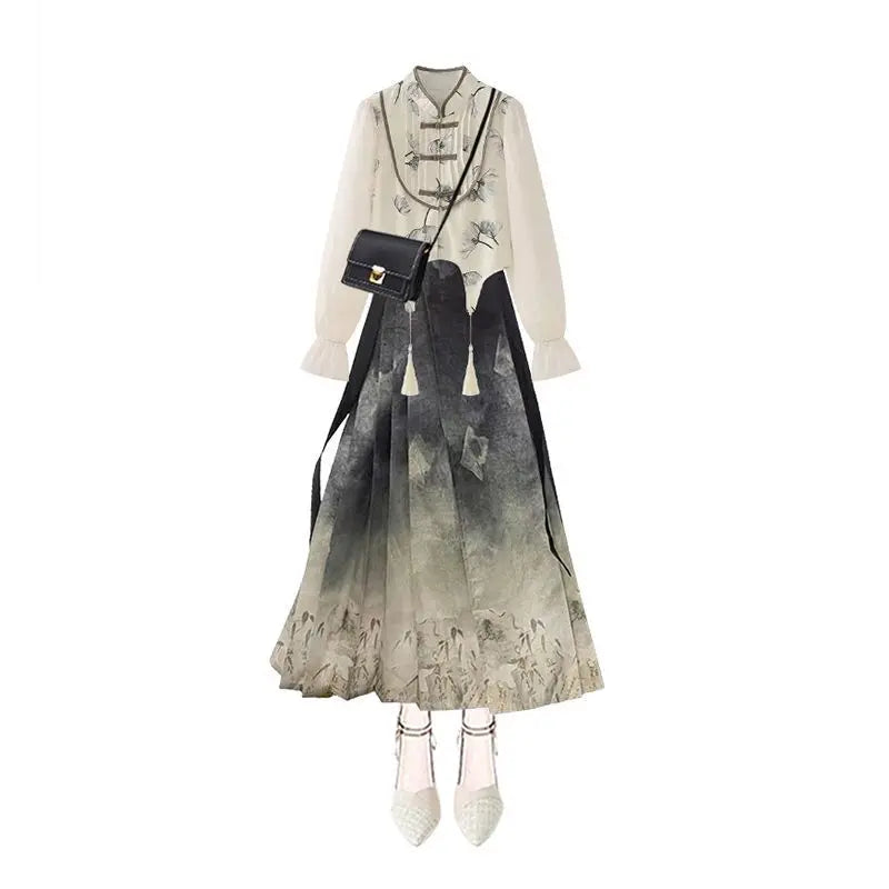 Kawaii Aesthetic Y2K Cute Fairy Vintage Floral Print Dress Set spreepickyshop