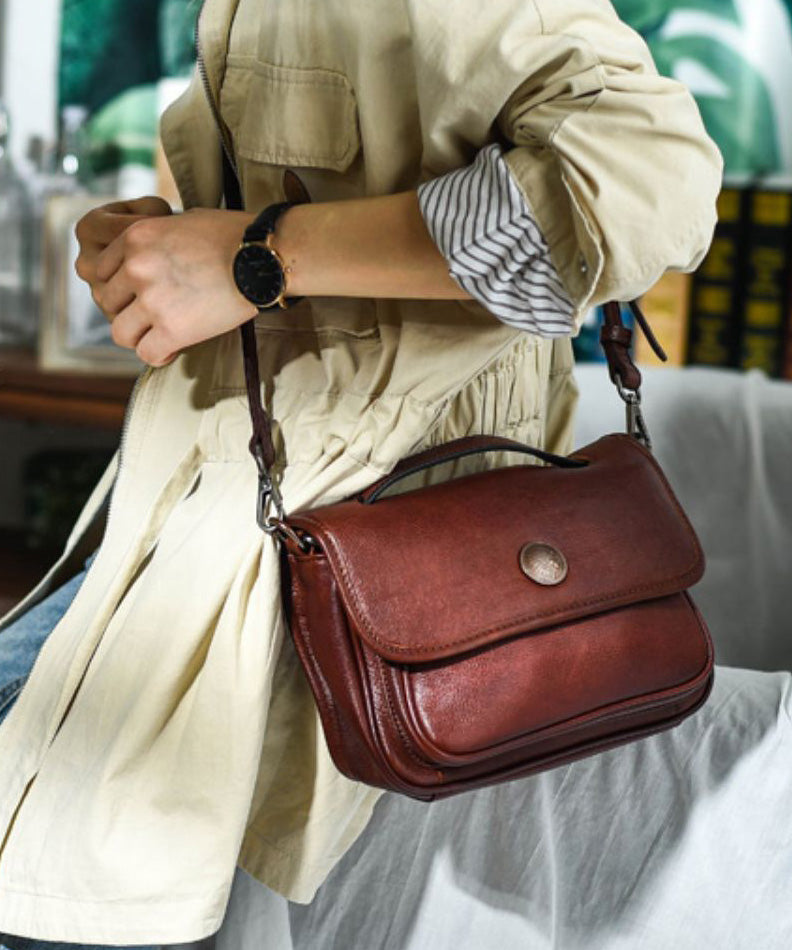 Messenger CrossBody Bag Leather Women Durable Orange Solid