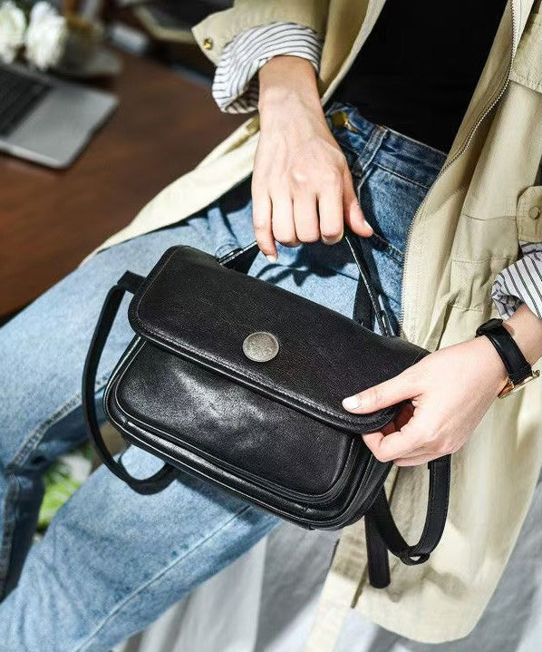 Messenger CrossBody Bag Leather Women Durable Orange Solid