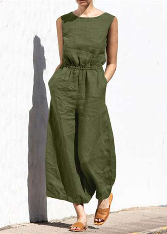 High Color Womens Slim Jumpsuit Khaki Fashion Casual Sleeveless