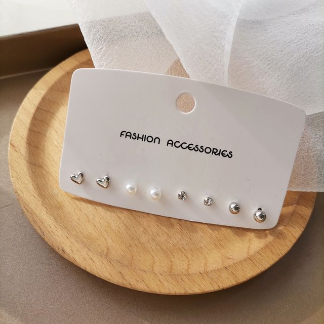 Faux Pearl Alloy Pair (various Set: designs) / Rhinestone 4 Earring